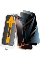 iPhone 13 Zore 2.5D Oliv Privacy Temperli Cam Ekran Koruyucu + Kolay Uygulama Aparatı - Siyah