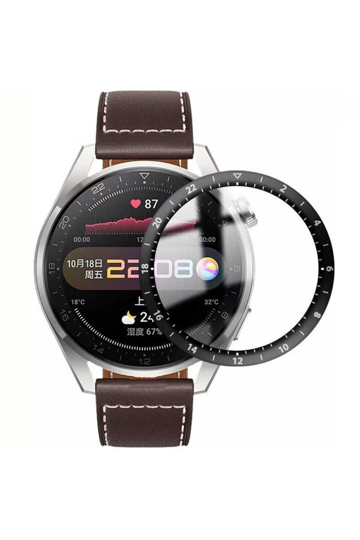 Huawei Watch 3 Pro BSAY PMMA Pet Saat Ekran Koruyucu - Siyah Siyah