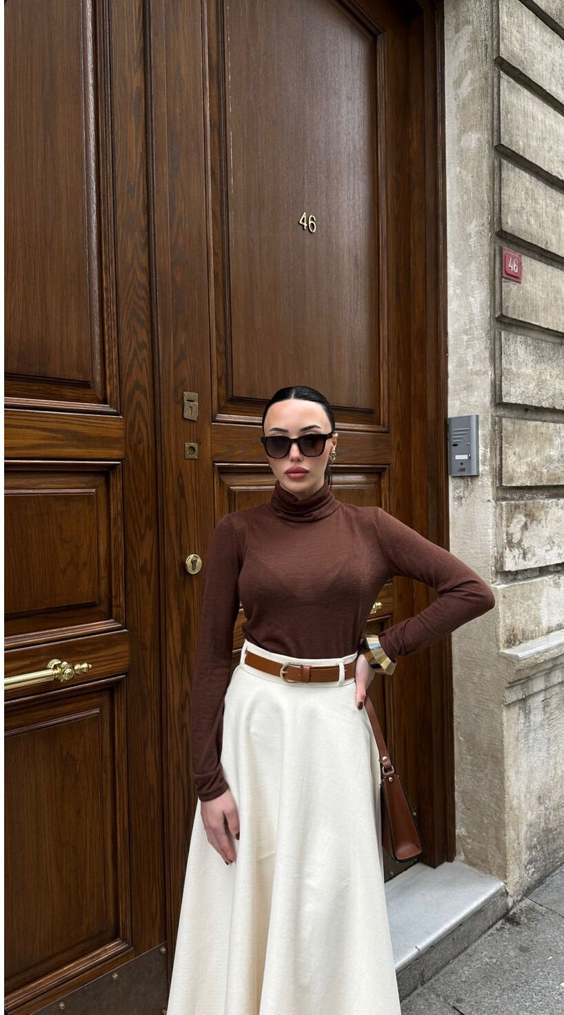 Gabardin Kumaş Prenses Etek Beyaz - XS