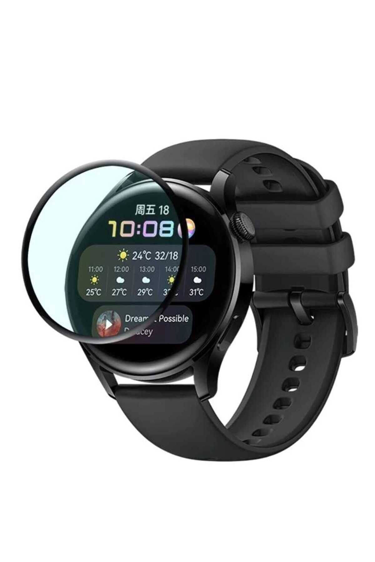 Huawei Watch GT 3 42mm BSAY PMMA Pet Saat Ekran Koruyucu - Siyah Siyah