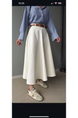 Gabardin Kumaş Prenses Etek Beyaz - S