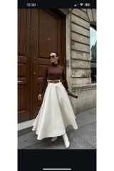 Gabardin Kumaş Prenses Etek Beyaz - S