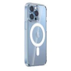 iPhone 14 Pro Max Kılıf M-safe Şarj Özellikli Şeffaf Sert PC Zore Embos Kılıf