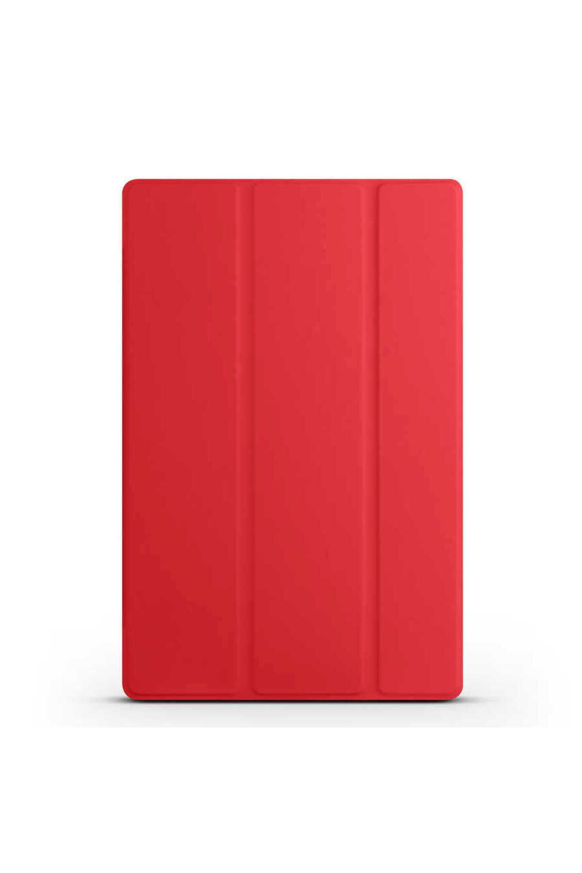 Galaxy Tab A8 10.5 SM-X200 (2021) Uyumlu BSAY Smart Cover Standlı 1-1 Kılıf-Pembe Koyu Kırmızı