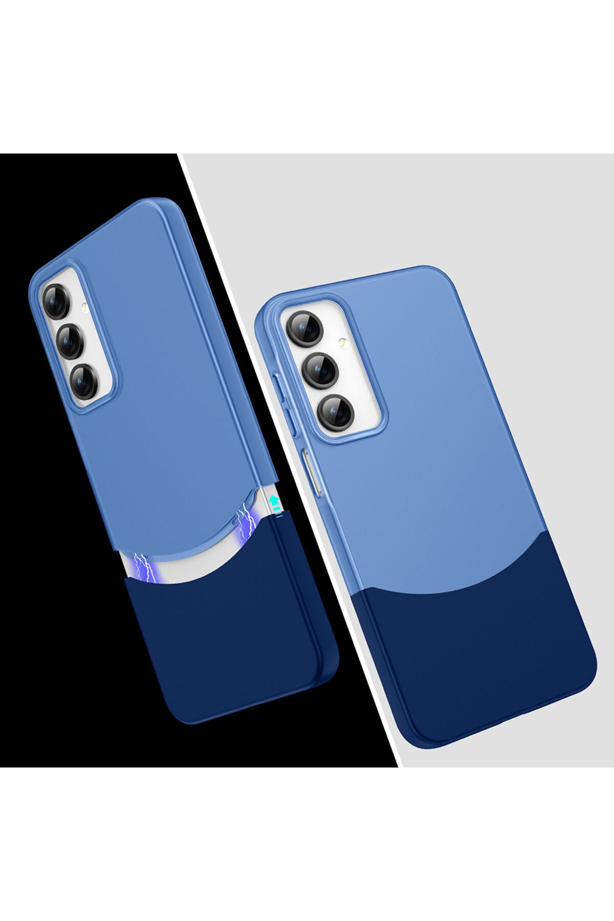 Galaxy A35 Kılıf Mıknatıslı BSAY Duble Kapak - Gri Lacivert