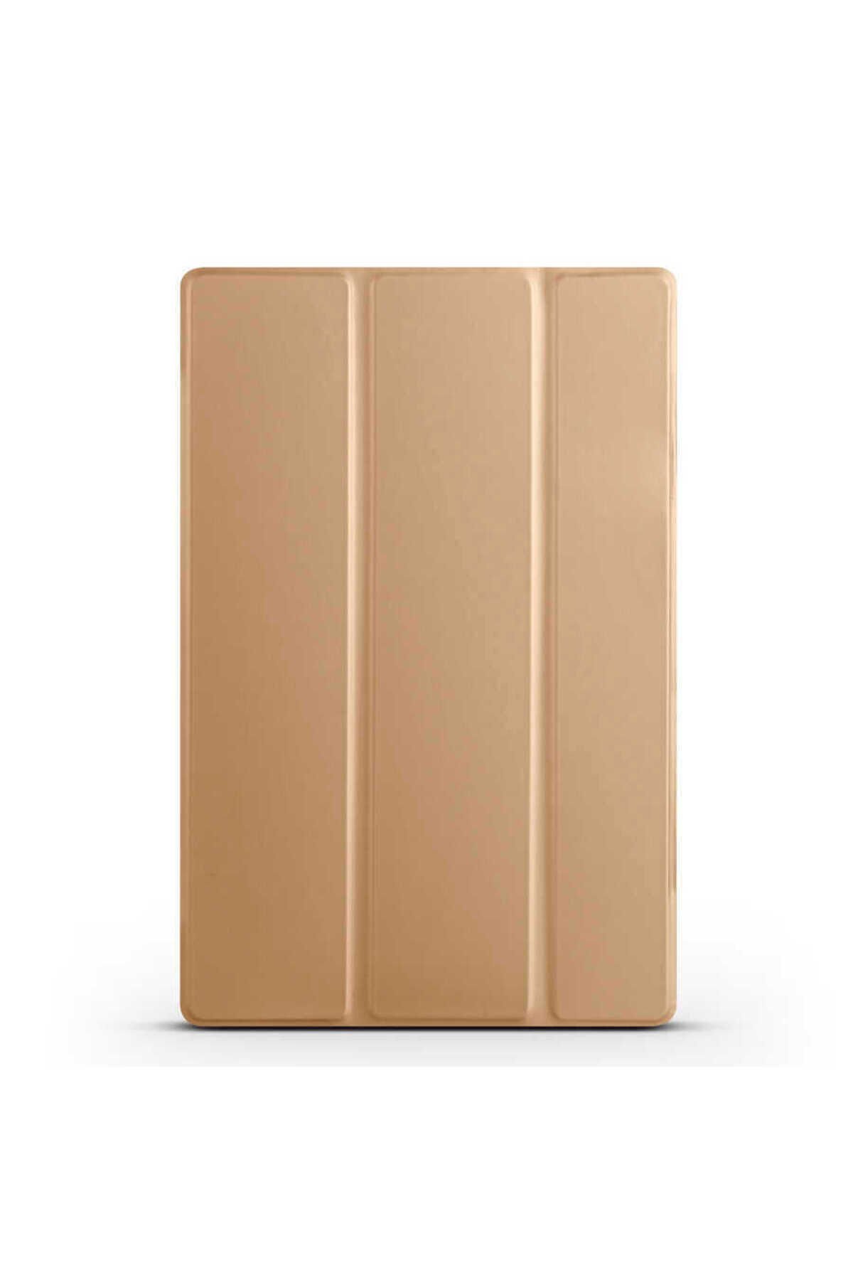 Galaxy Tab A8 10.5 SM-X200 (2021) Uyumlu BSAY Smart Cover Standlı 1-1 Kılıf-Pembe Koyu Gold