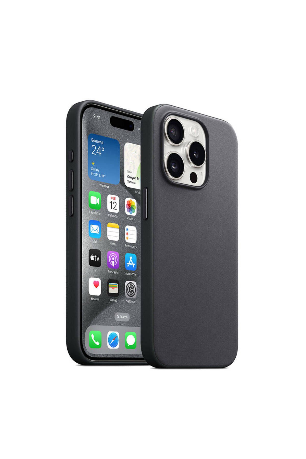 iPhone 15 Pro Uyumlu BSAY Magsafe Şarj Özellikli Mikro Fiber Optimal Kılıf-Siyah Siyah