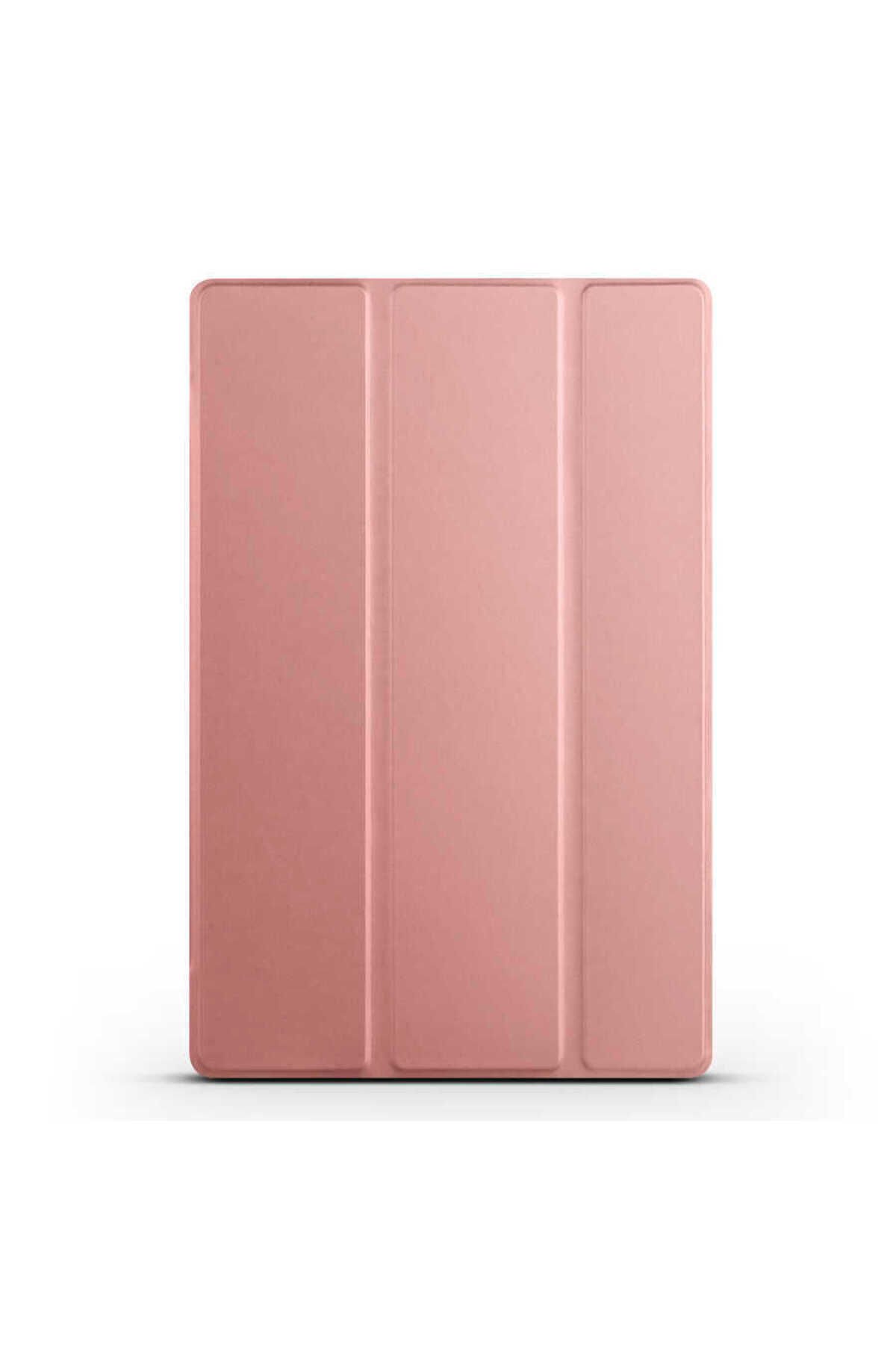Galaxy Tab A8 10.5 SM-X200 (2021) Uyumlu BSAY Smart Cover Standlı 1-1 Kılıf-Pembe Koyu Rose Gold
