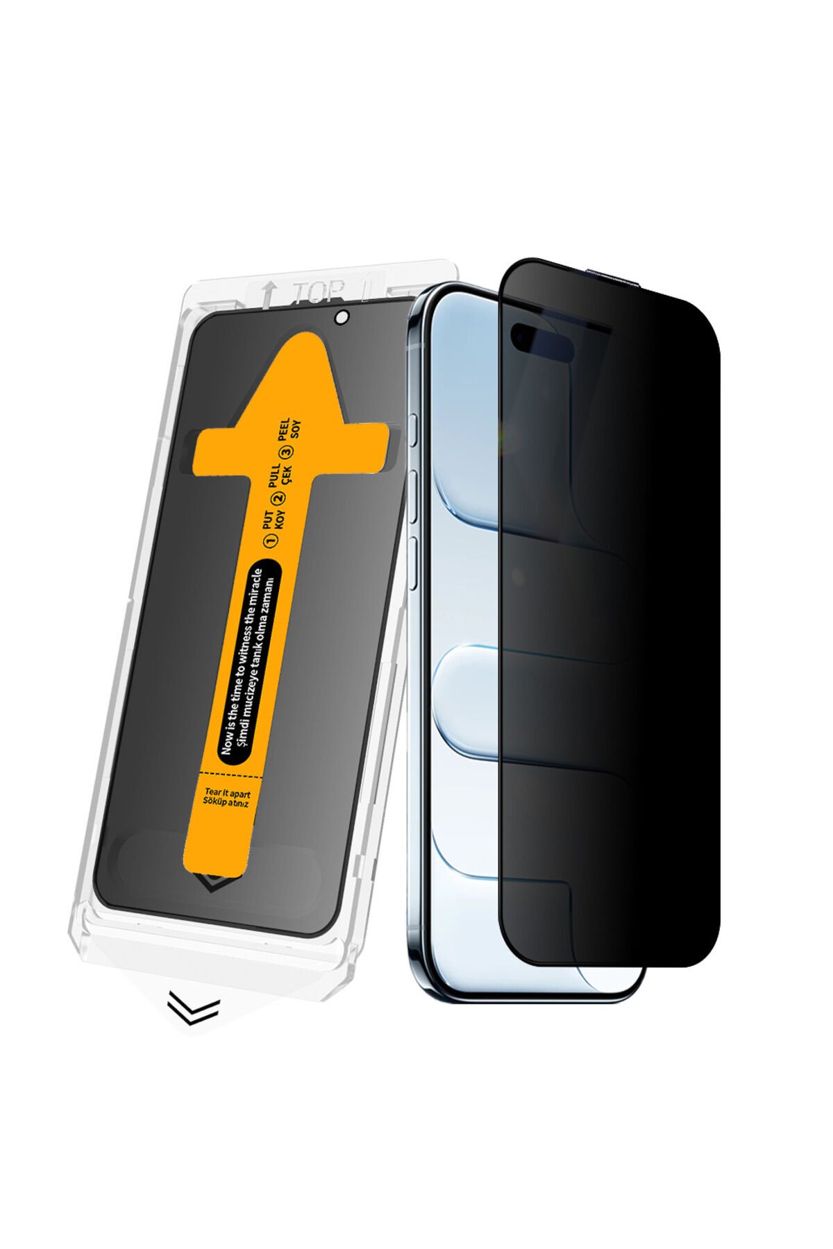 iPhone 17 Air BSAY 2.5D Oliv Privacy Temperli Cam Ekran Koruyucu + Kolay Uygulama Aparatı - Siyah