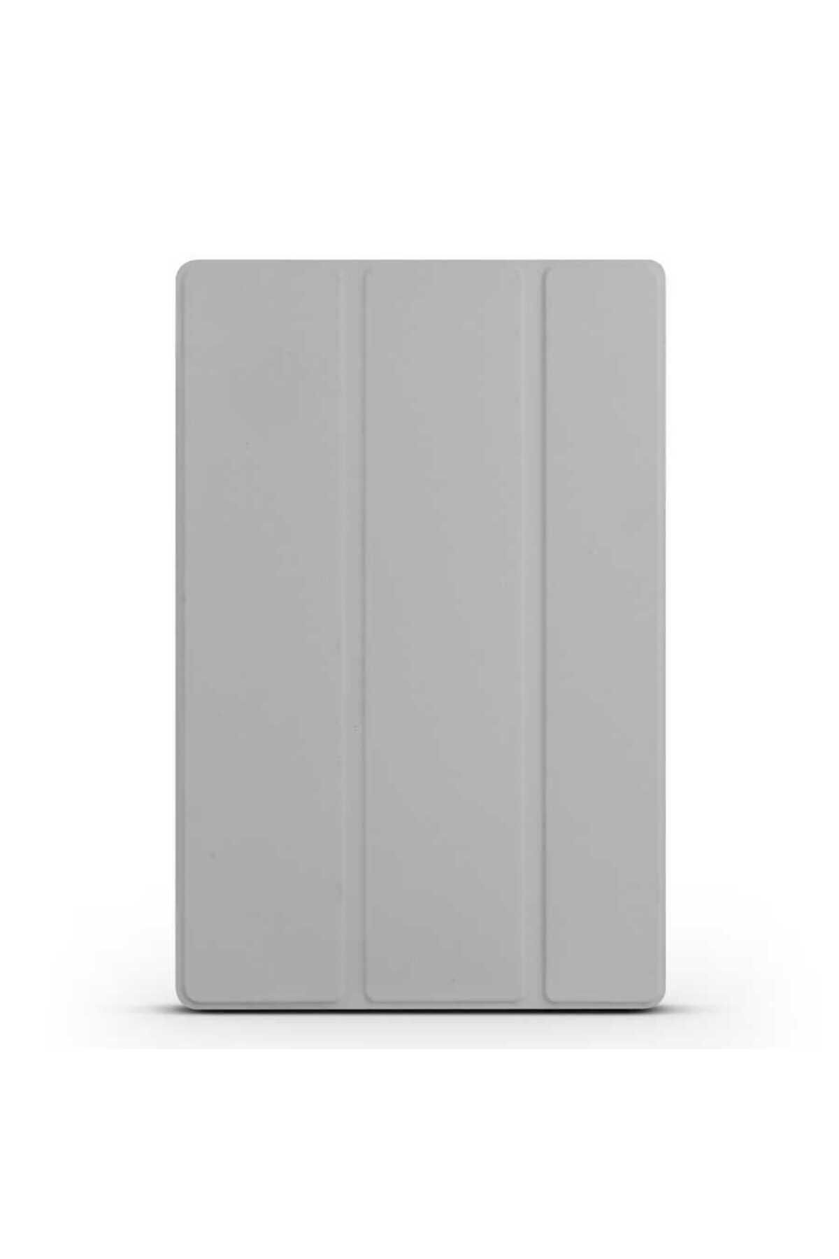 Galaxy Tab A8 10.5 SM-X200 (2021) Uyumlu BSAY Smart Cover Standlı 1-1 Kılıf-Pembe Koyu Gri