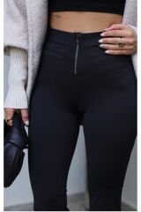 Önden Fermuarlı İspanyol Paça Toparlayıcı Tayt