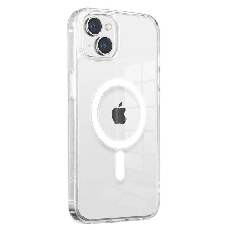 iPhone 14 Kılıf M-safe Şarj Özellikli Şeffaf Sert PC Zore Embos Kılıf