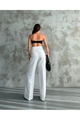 Yüksek Bel Önden Cep Detaylı Palazzo Pantolon