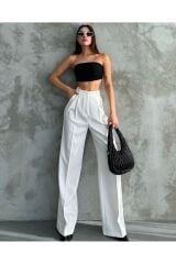 Yüksek Bel Önden Cep Detaylı Palazzo Pantolon