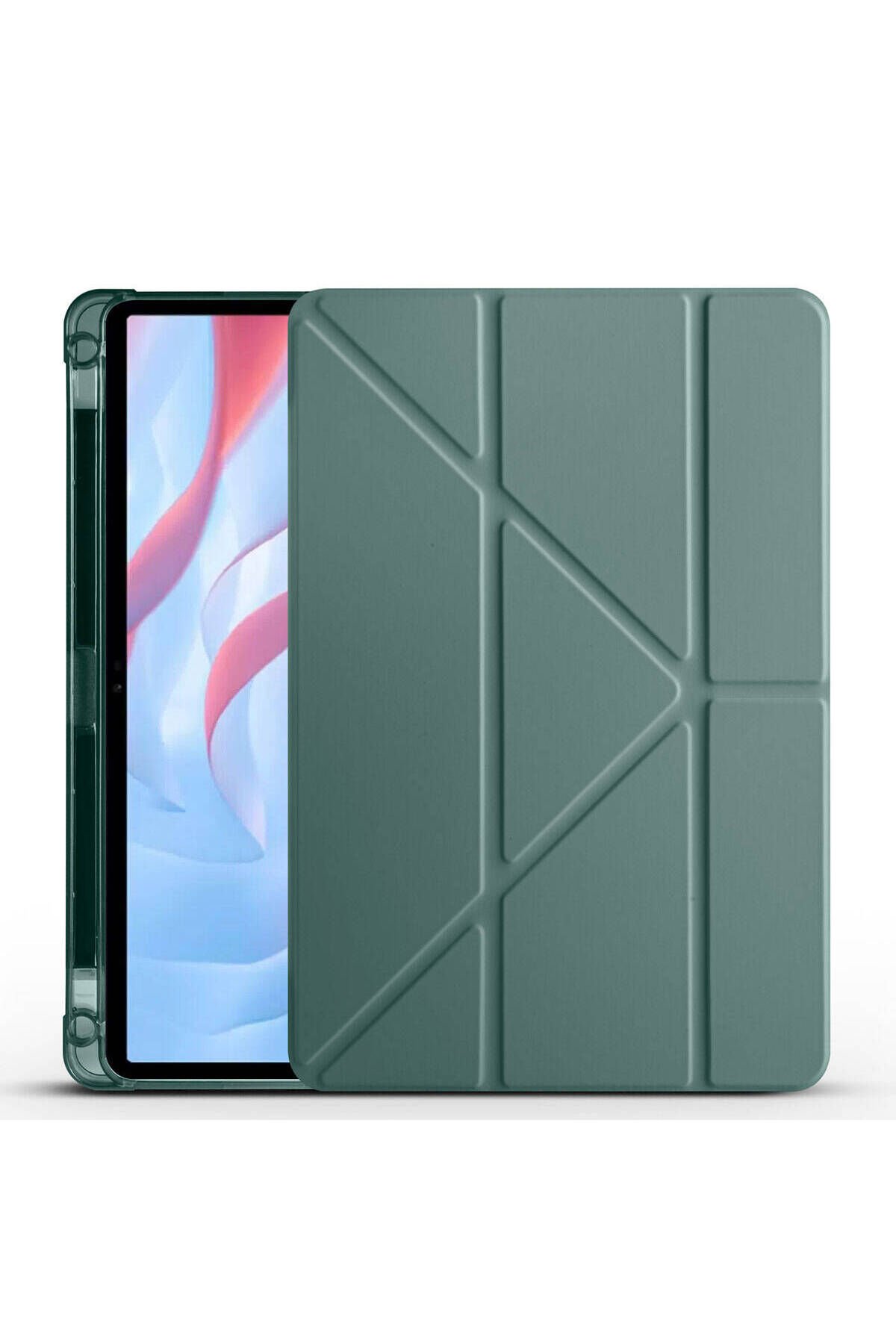 Huawei Honor Pad X8 Pro 11.5' Kılıf BSAY Tri Folding Kalem Bölmeli Standlı Kılıf - Koyu Yeşil Koyu Yeşil