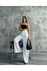 Yüksek Bel Önden Cep Detaylı Palazzo Pantolon