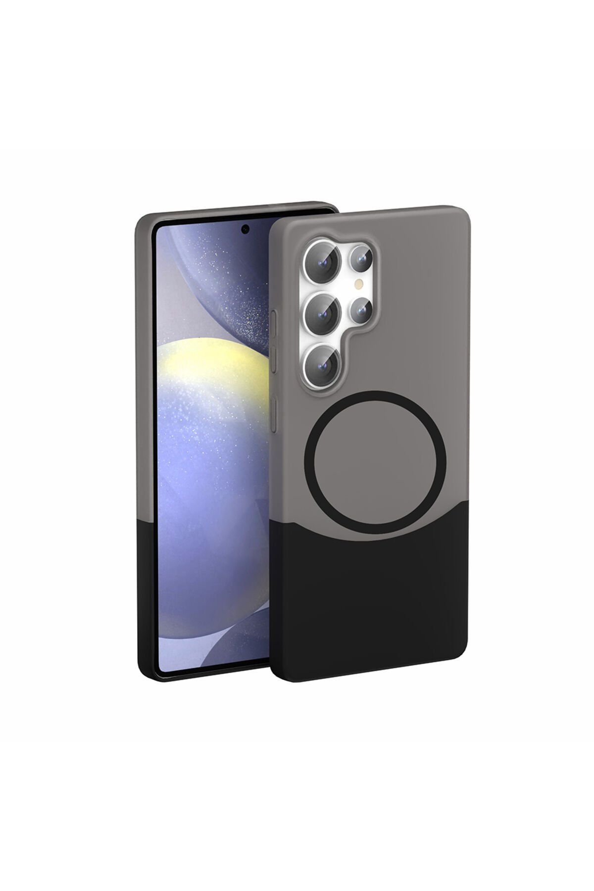 Galaxy S24 Ultra Kılıf M-Safe Şarj Özellikli Mıknatıslı SBT Duble Kapak - Siyah Siyah