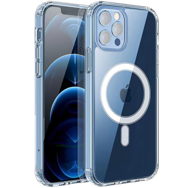 iPhone 12 Pro Max Kılıf M-safe Şarj Özellikli Şeffaf Sert PC Zore Embos Kılıf