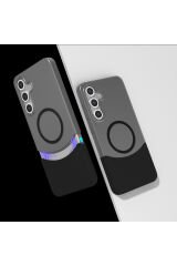 Galaxy S25 Kılıf M-Safe Şarj Özellikli Mıknatıslı BSAY Duble Kapak - Lacivert Siyah