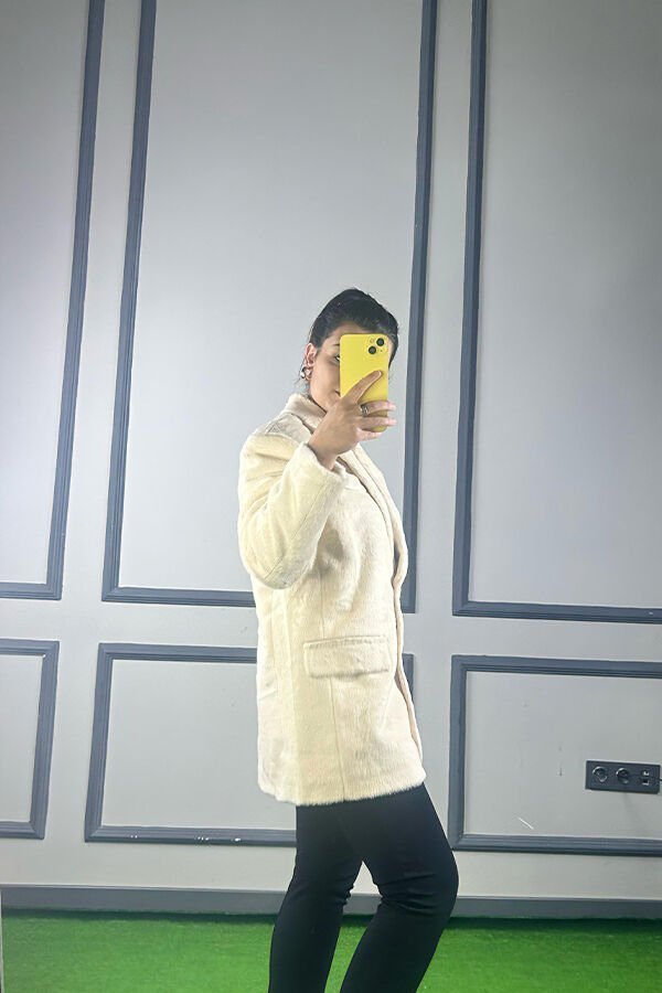 Yeni Trend Kürk Ceket Beyaz - M