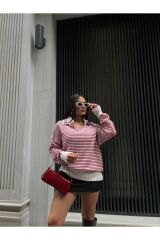 Çizgi Detay Triko Kazak Kırmızı - STD