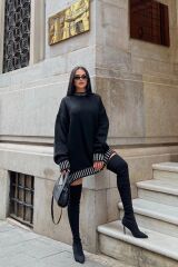 Uzun Çoban Dikişli Triko Kazak Siyah - STD