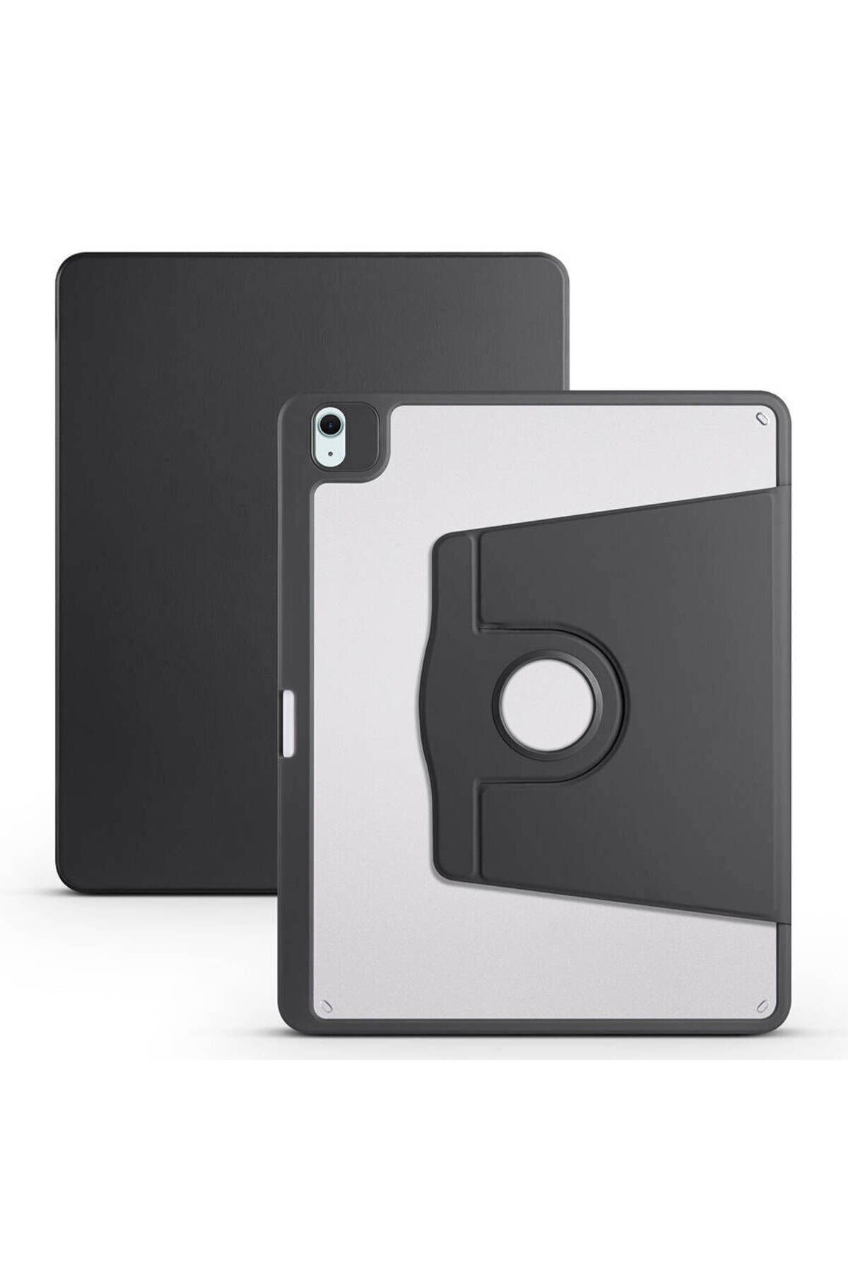 iPad Air 13 2025 M3 Kılıf BSAY Termik Kalem Bölmeli Dönebilen Standlı Kılıf - Lavendery Gray Siyah