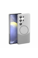 Galaxy S25 Ultra Kılıf M-Safe Şarj Özellikli Mıknatıslı BSAY Duble Kapak - Siyah Gri