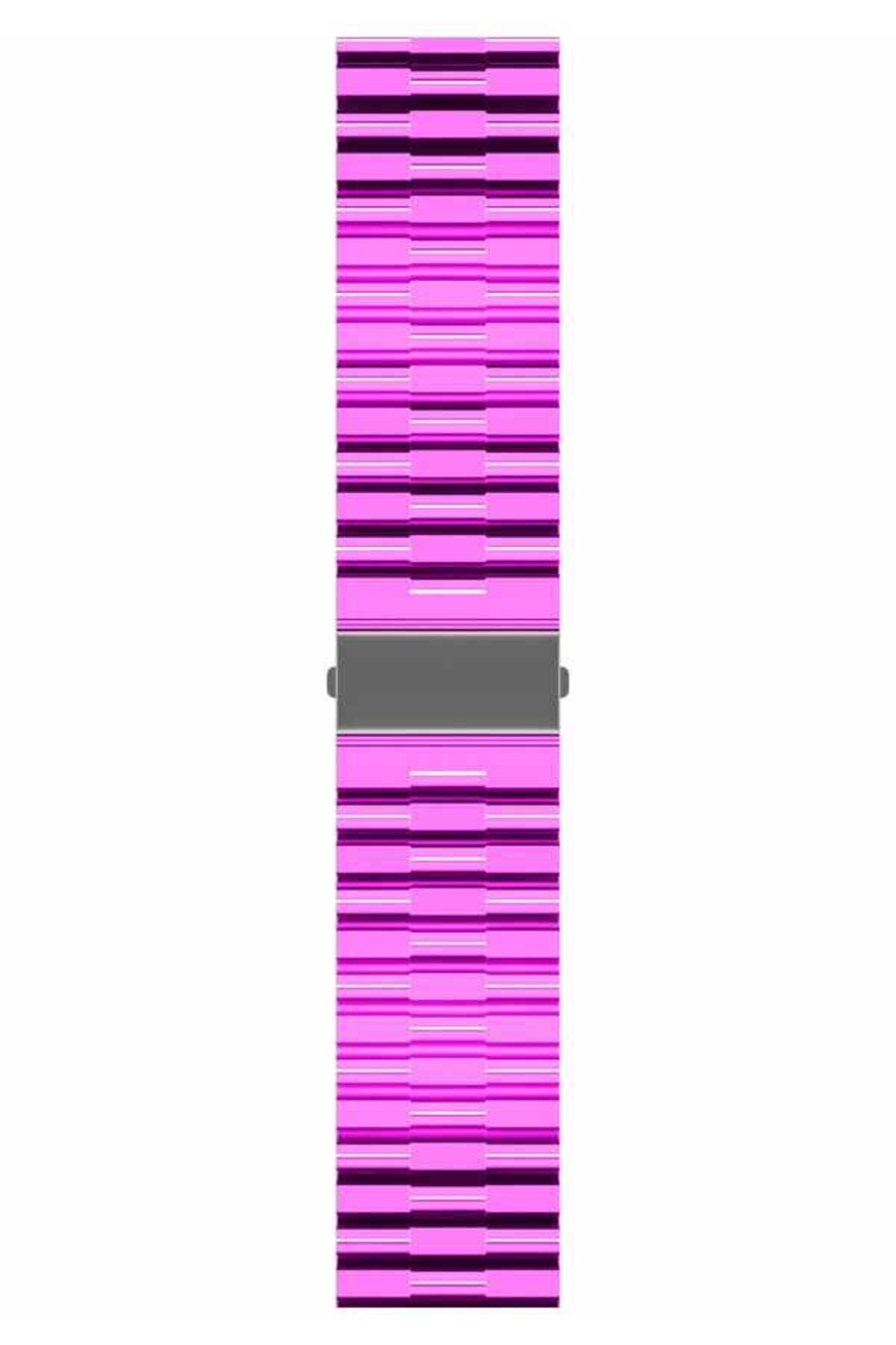 Gear S3 Uyumlu KRD-27 22mm BSAY Kordon-Pembe Pembe
