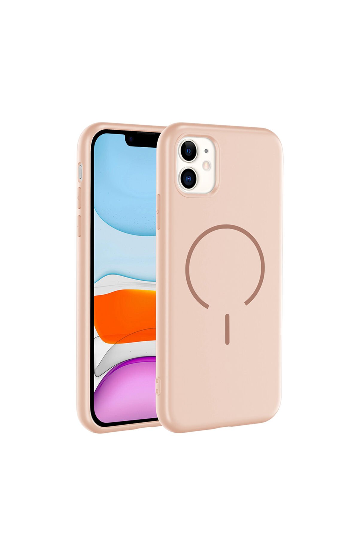 iPhone 11 Kılıf M-safe Şarj Özellikli BSAY Meta Kapak - Rose Pembe