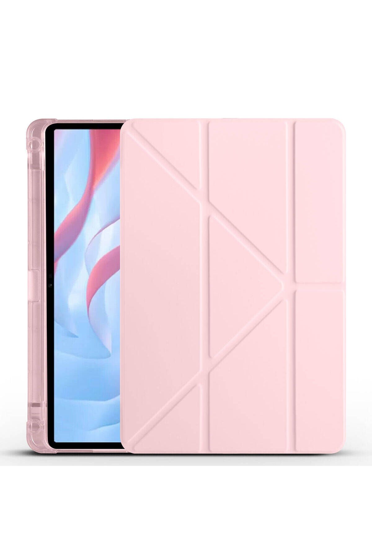 Huawei Honor Pad X9 11.5' Kılıf BSAY Tri Folding Kalem Bölmeli Standlı Kılıf - Siyah Rose Gold