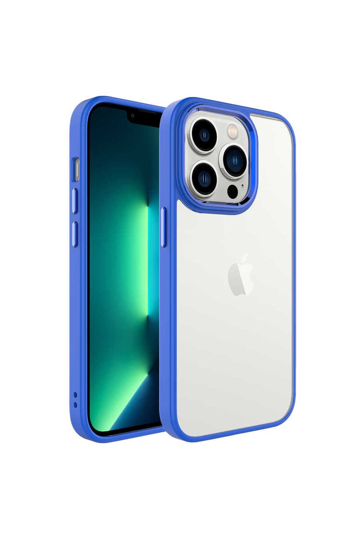 iPhone 14 Pro Uyumlu BSAY Krom Kılıf-Yeşil Lacivert