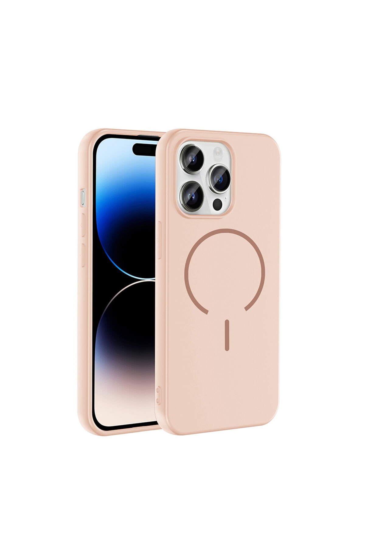 iPhone 14 Pro Max Kılıf M-safe Şarj Özellikli BSAY Meta Kapak - Rose Pembe