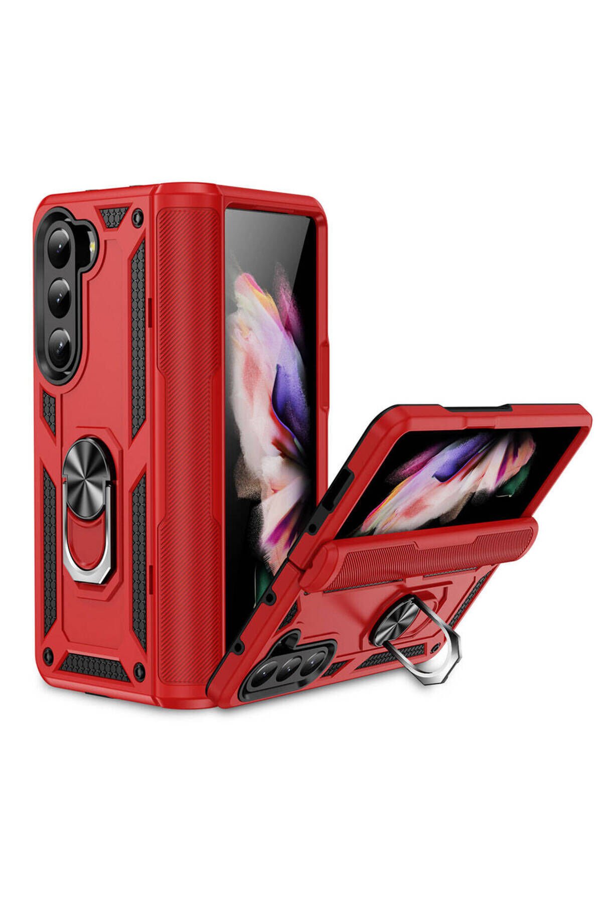 Galaxy Z Fold 5 Uyumlu BSAY Vega Kılıf-Siyah Kırmızı