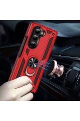 Galaxy Z Fold 5 Uyumlu BSAY Vega Kılıf-Siyah Kırmızı