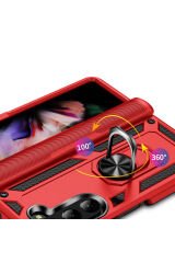 Galaxy Z Fold 5 Uyumlu BSAY Vega Kılıf-Siyah Kırmızı