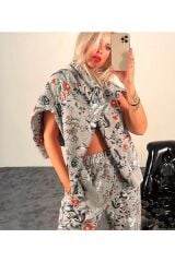 Çiçek Desenli Eşofman Takım