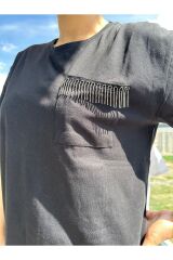 Büşra Ayhan Kadın Siyah Zincir Detaylı T-shirt