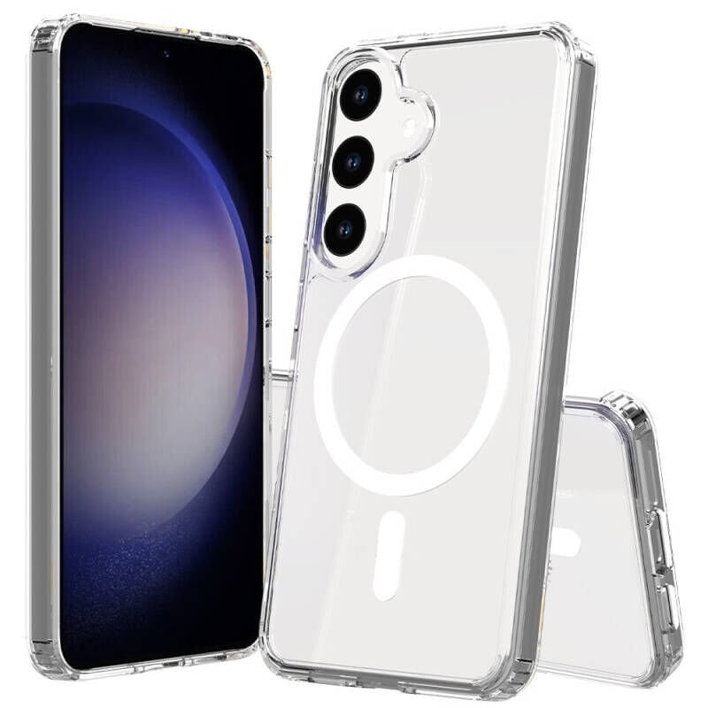 Galaxy S25 Plus Kılıf M-safe Şarj Özellikli Şeffaf Sert PC Zore Embos Kılıf