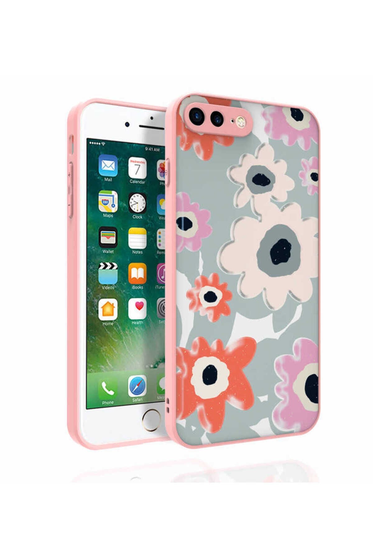 iPhone 8 Plus Kılıf Desenli Kamera Korumalı Parlak BSAY Nora Kapak - NO4 No5