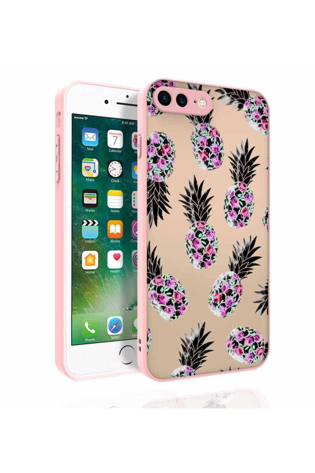 iPhone 8 Plus Kılıf Desenli Kamera Korumalı Parlak NXAR Nora Kapak - NO1 No1