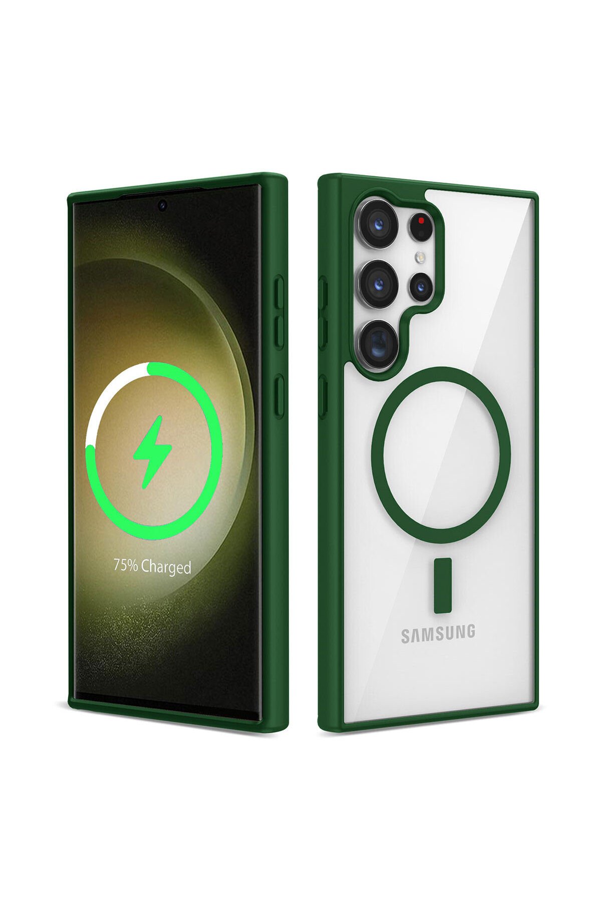 Galaxy S22 Ultra Uyumlu Magsafe Wireless Şarj Özellikli Silikon BSAY Ege Kılıf-Yeşil