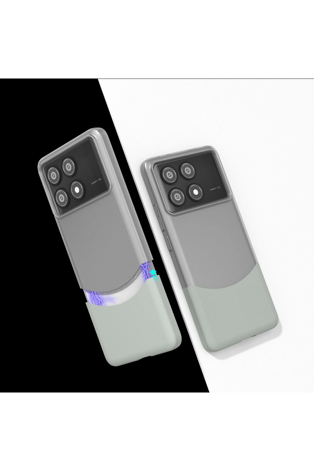 Poco X6 Pro Kılıf Mıknatıslı BSAY Duble Kapak - Siyah Gri