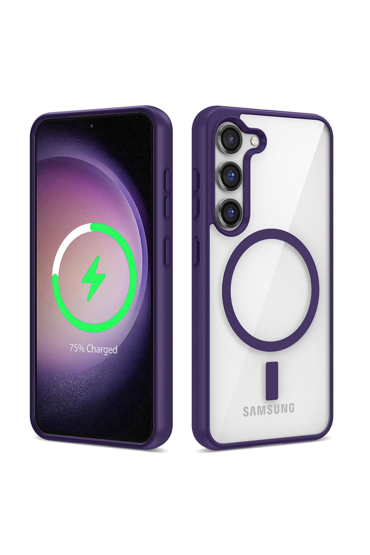 Galaxy S23 Uyumlu Magsafe Wireless Şarj Özellikli Silikon BSAY Ege Kılıf-Mor