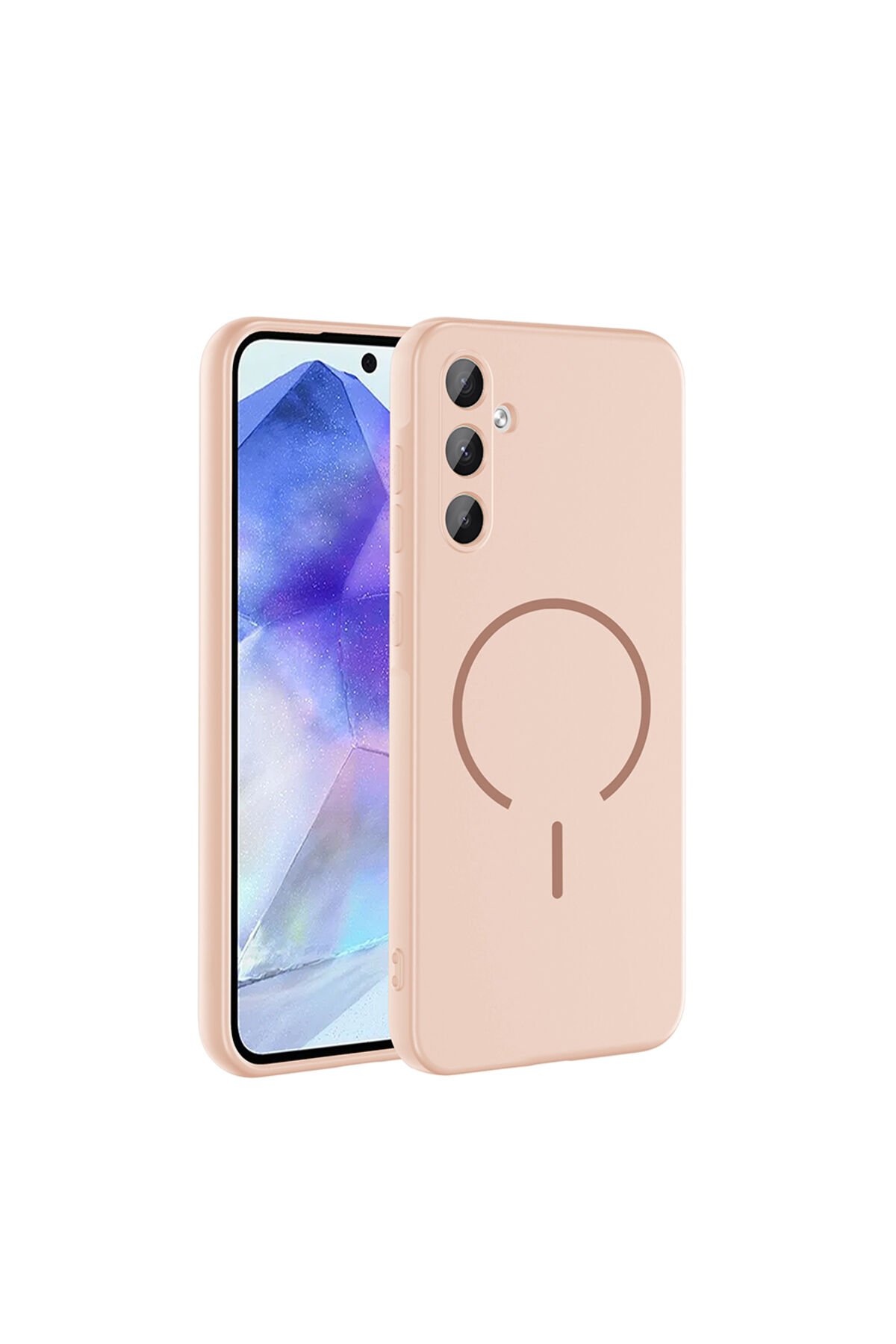 Galaxy A55 Kılıf M-safe Şarj Özellikli BSAY Meta Kapak - Turuncu Pembe