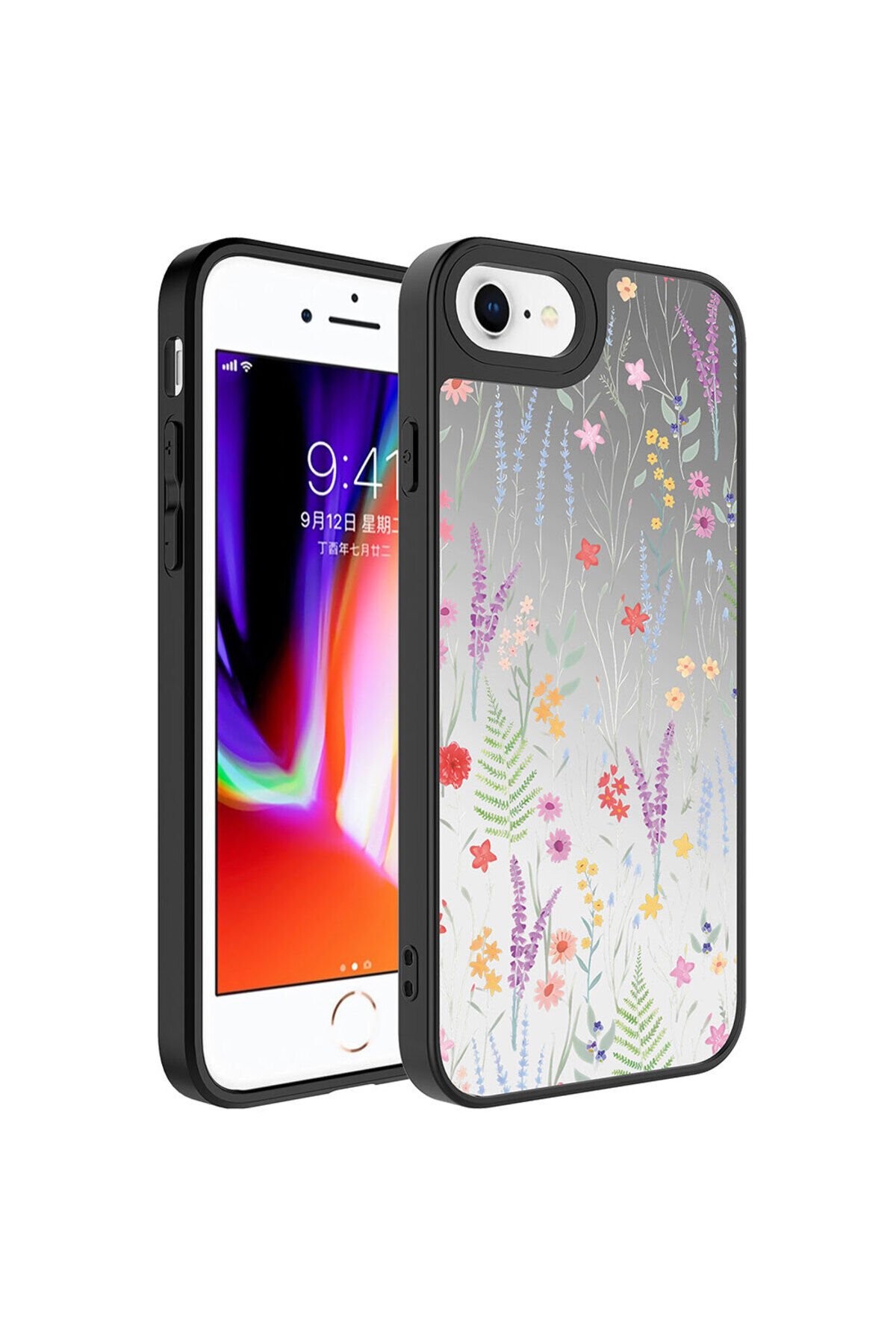 iPhone 8 Plus Kılıf Aynalı Desenli Kamera Korumalı Parlak BSAY Mirror Kapak - Dallar Dallar