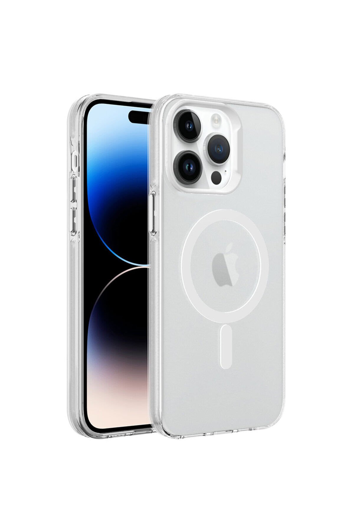 iPhone 14 Pro Uyumlu ZPRB Magsafe Şarj Özellikli Buzlu Transparan C-Pro Sert Kılıf-Renksiz Renksiz