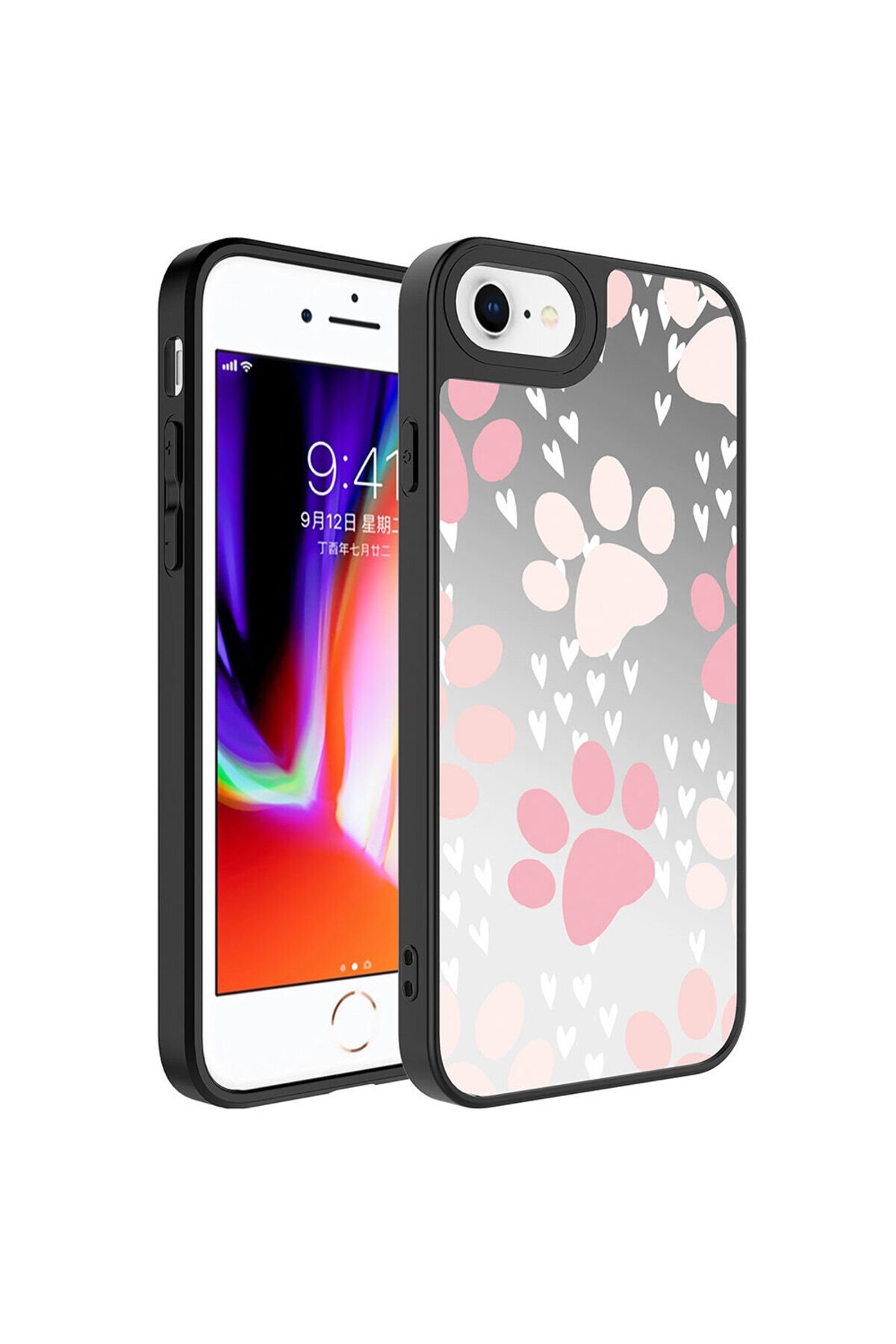 iPhone 8 Plus Kılıf Aynalı Desenli Kamera Korumalı Parlak BSAY Mirror Kapak - Dallar Yıldız
