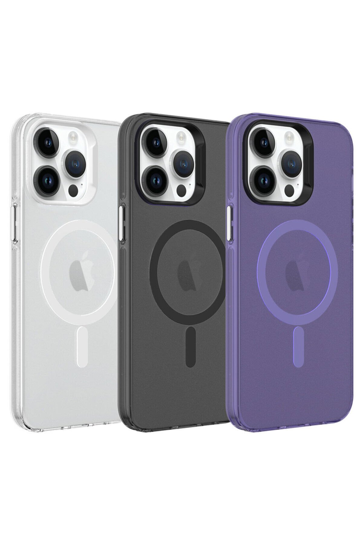 iPhone 14 Pro Uyumlu ZPRB Magsafe Şarj Özellikli Buzlu Transparan C-Pro Sert Kılıf-Renksiz Renksiz