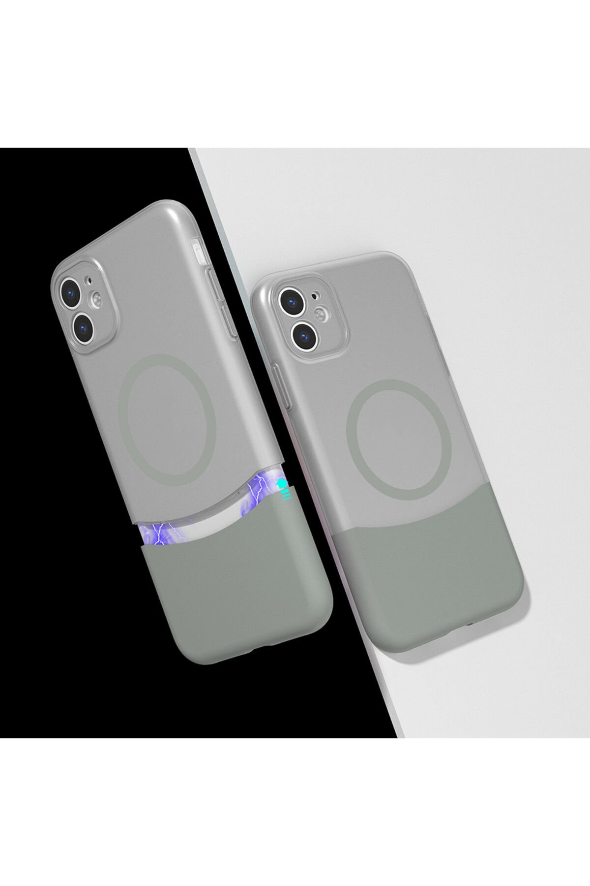 iPhone 11 Kılıf M-Safe Şarj Özellikli Mıknatıslı NXXA Duble Kapak - Lacivert Lacivert